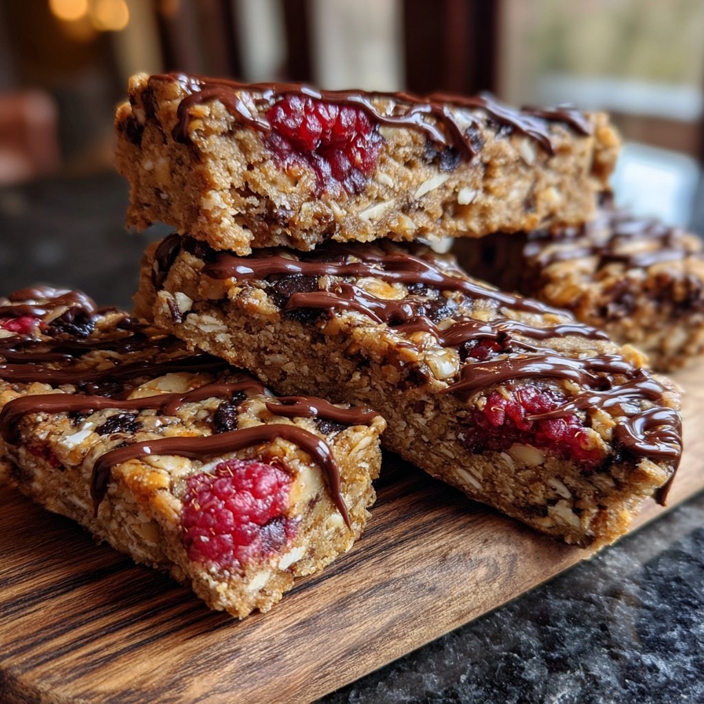 Chocolate Raspberry Almond Snack Bars