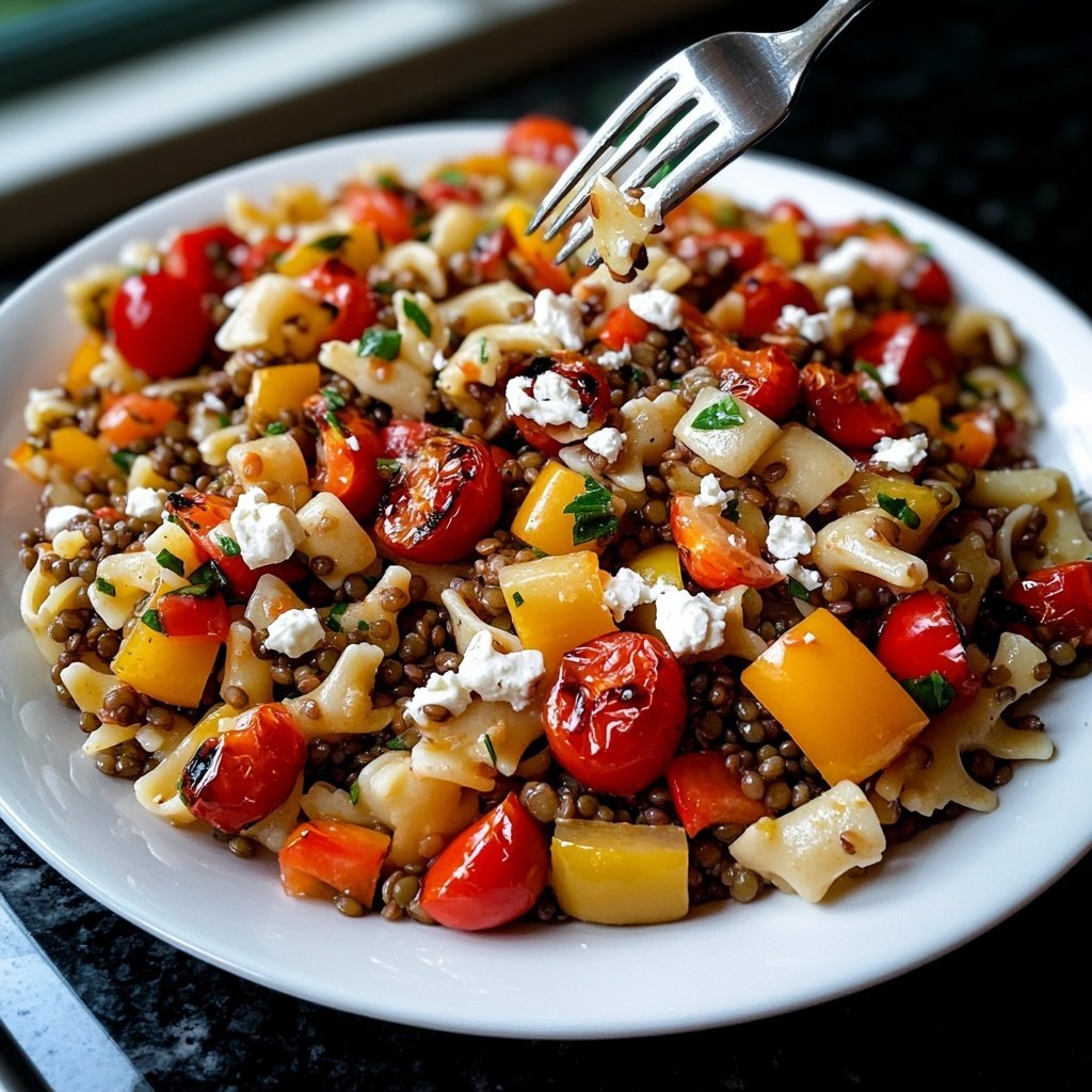 Healthy Lunch Lentil Pasta Salad