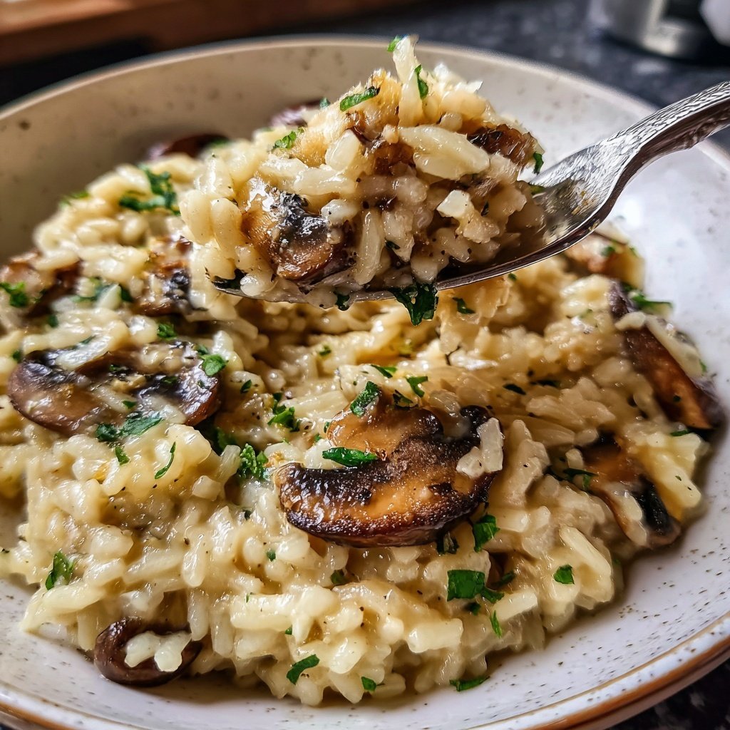 Creamy Mushroom Rice with Garlic Oil
