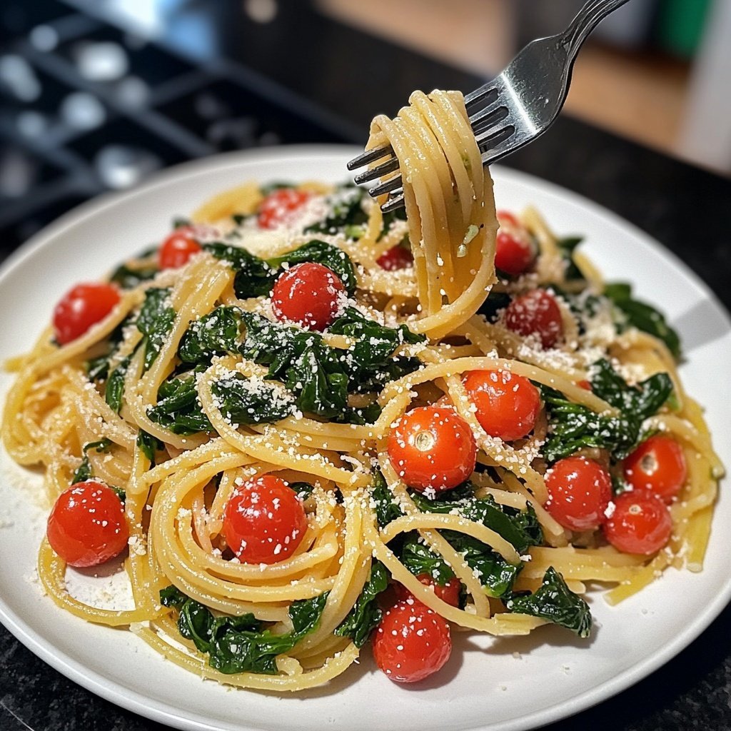 Delicious Spinach Tomato Pasta
