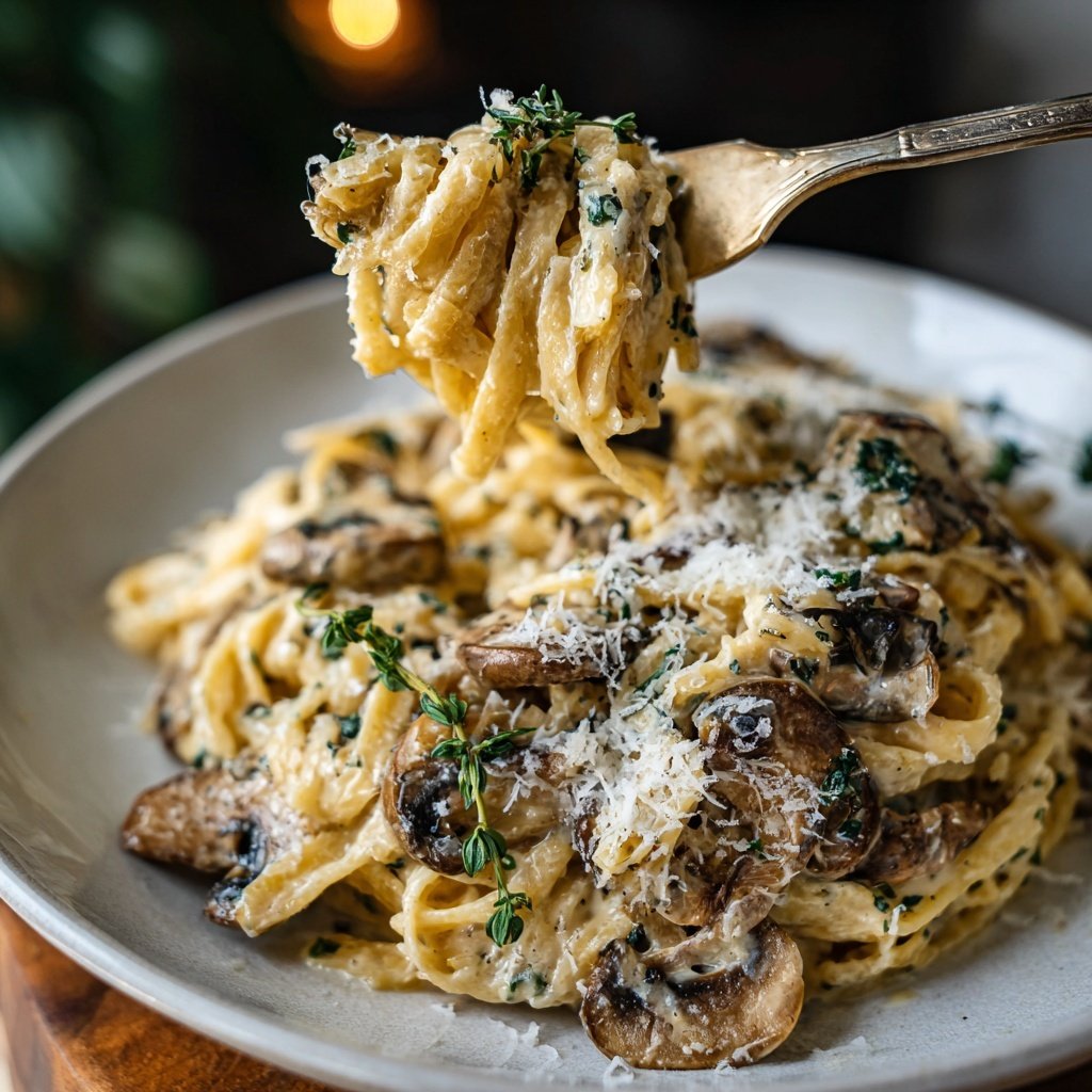 Romantic Mushroom Thyme Cream Pasta